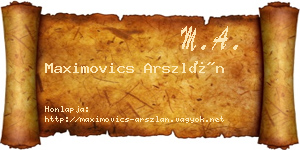 Maximovics Arszlán névjegykártya
